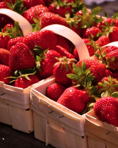 Strawberries in baskets
