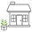 Green leaf with a doorstep icon, symbolizing eco-friendly home delivery service.